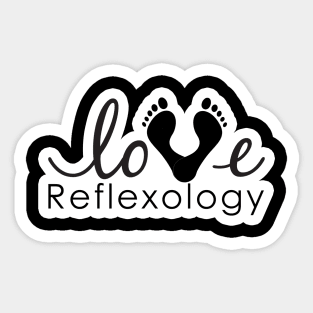 Love Reflexology - (white outline) black font Sticker